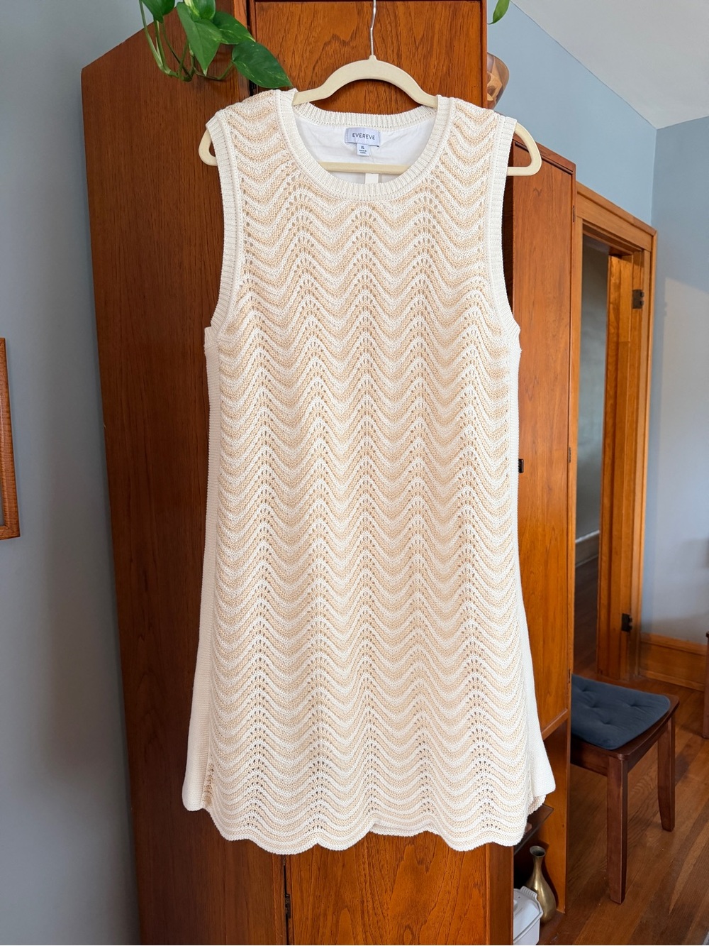 Evereve Crochet A-Line Sleeveless Dress in Cream